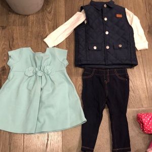 Vest outfit set with dress 12-18m